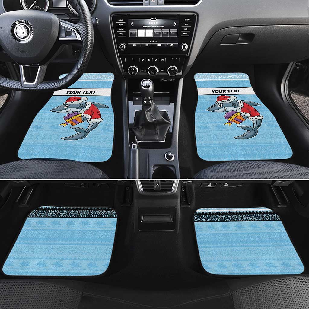NRL Cronulla-Sutherland Christmas Personalised Car Mats with Sharkies Santa