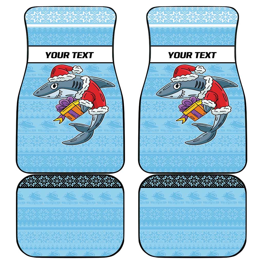 NRL Cronulla-Sutherland Christmas Personalised Car Mats with Sharkies Santa