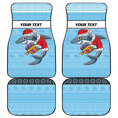 NRL Cronulla-Sutherland Christmas Personalised Car Mats with Sharkies Santa