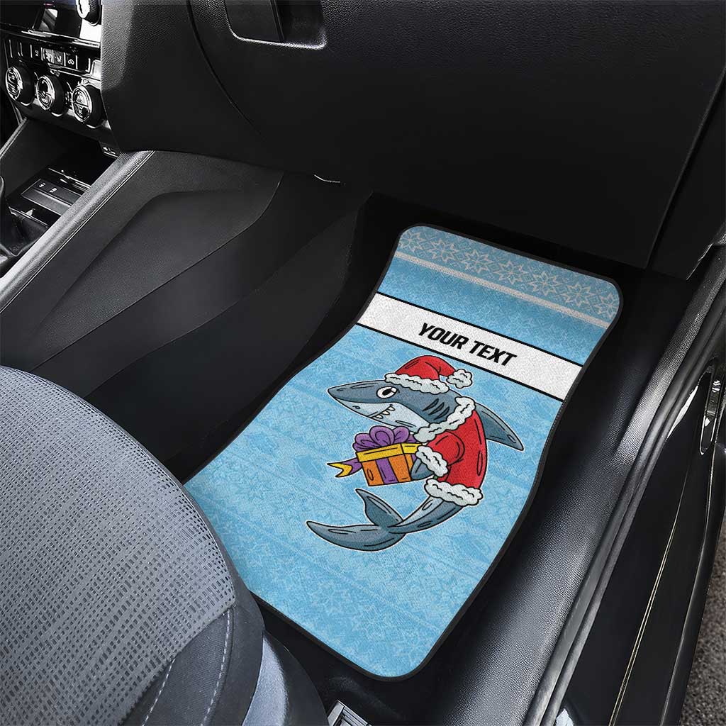 NRL Cronulla-Sutherland Christmas Personalised Car Mats with Sharkies Santa