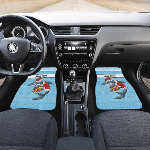 NRL Cronulla-Sutherland Christmas Personalised Car Mats with Sharkies Santa