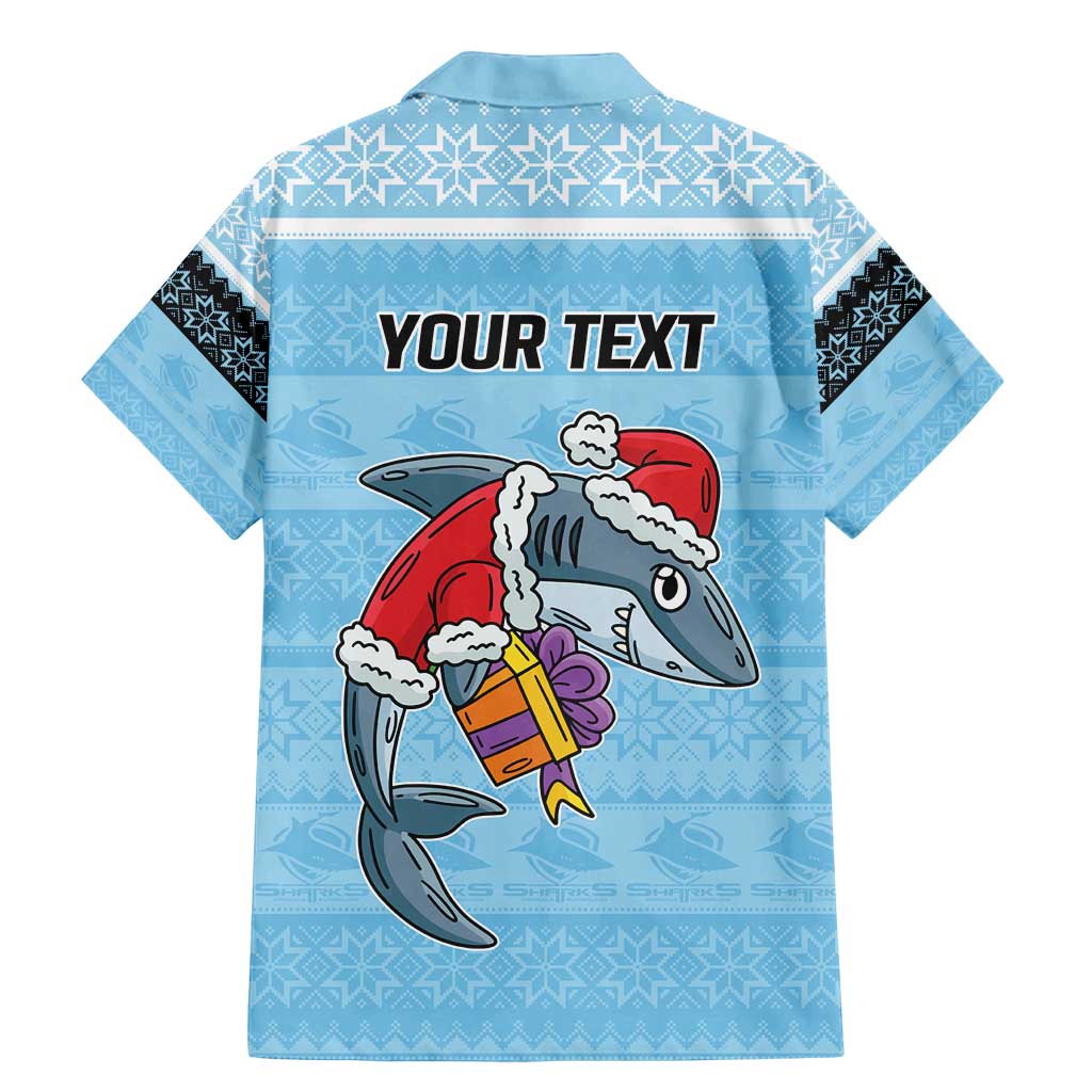 NRL Cronulla-Sutherland Christmas Personalised Family Matching Mermaid Dress and Hawaiian Shirt with Sharkies Santa