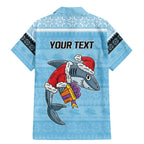 NRL Cronulla-Sutherland Christmas Personalised Family Matching Mermaid Dress and Hawaiian Shirt with Sharkies Santa