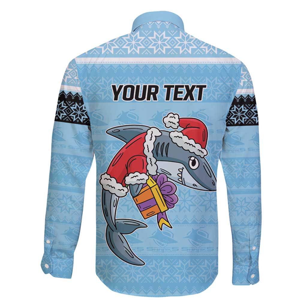 NRL Cronulla-Sutherland Christmas Personalised Family Matching Tank Maxi Dress and Hawaiian Shirt with Sharkies Santa