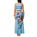 NRL Cronulla-Sutherland Christmas Personalised Family Matching Tank Maxi Dress and Hawaiian Shirt with Sharkies Santa