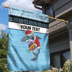 NRL Cronulla-Sutherland Christmas Personalised Garden Flag with Sharkies Santa