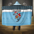 NRL Cronulla-Sutherland Christmas Personalised Hooded Blanket with Sharkies Santa