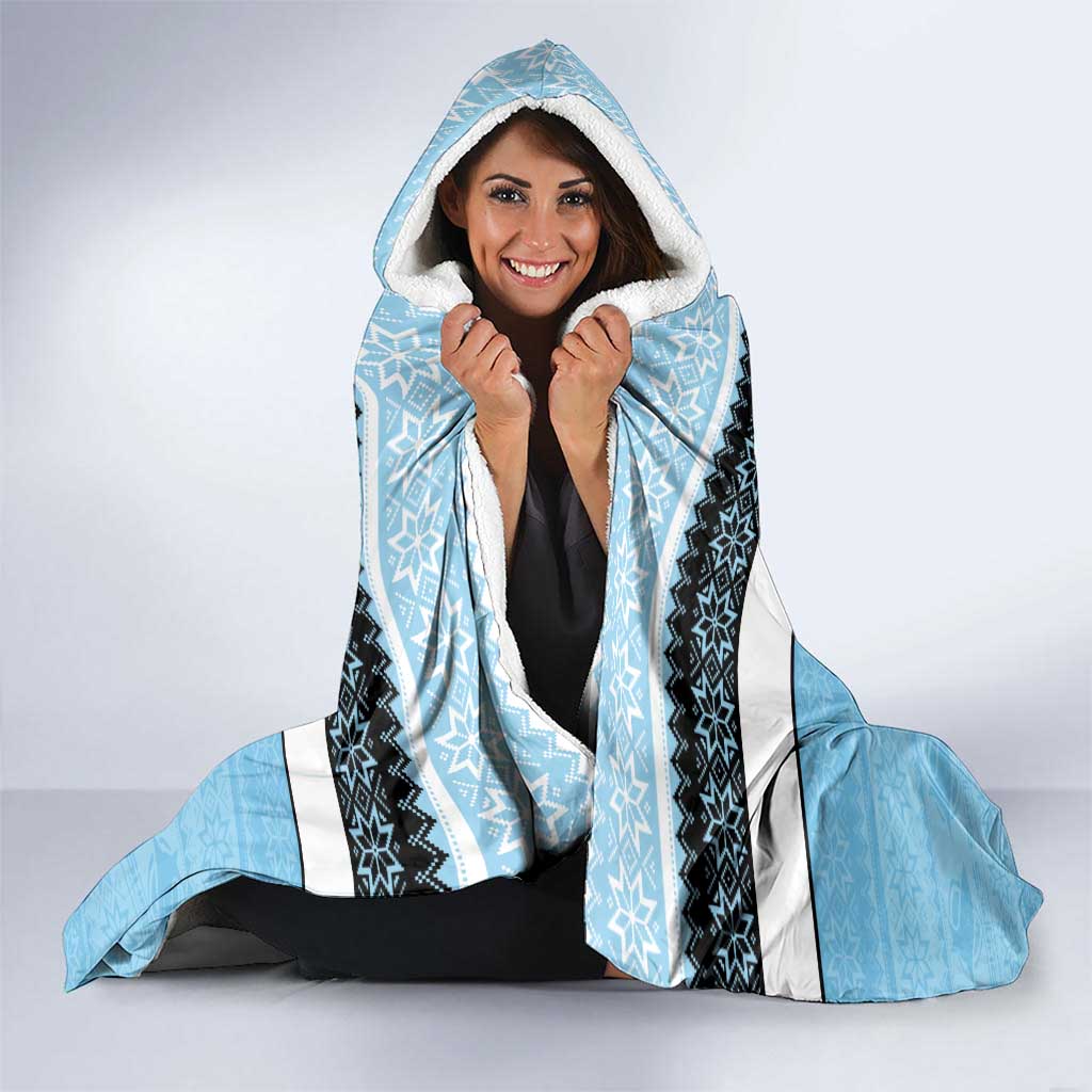 NRL Cronulla-Sutherland Christmas Personalised Hooded Blanket with Sharkies Santa