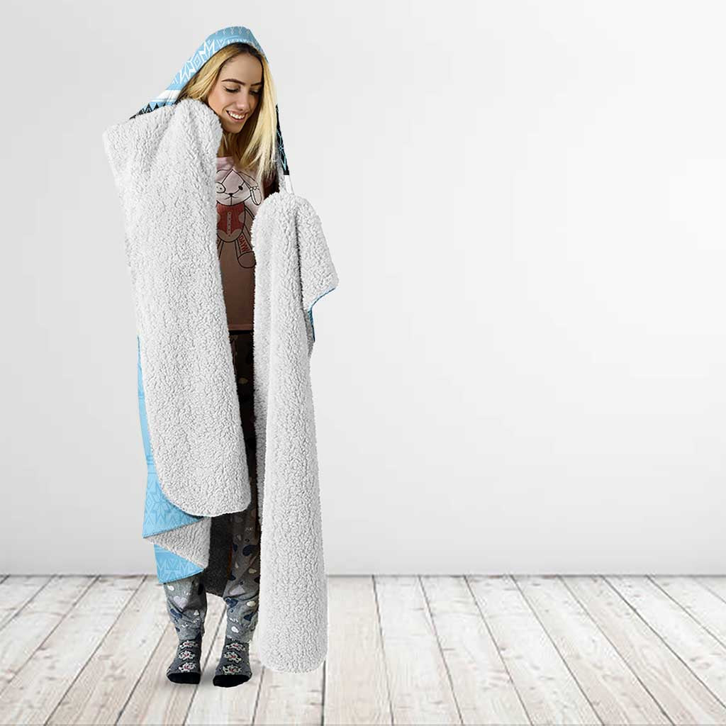 NRL Cronulla-Sutherland Christmas Personalised Hooded Blanket with Sharkies Santa