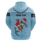NRL Cronulla-Sutherland Christmas Personalised Hoodie with Sharkies Santa