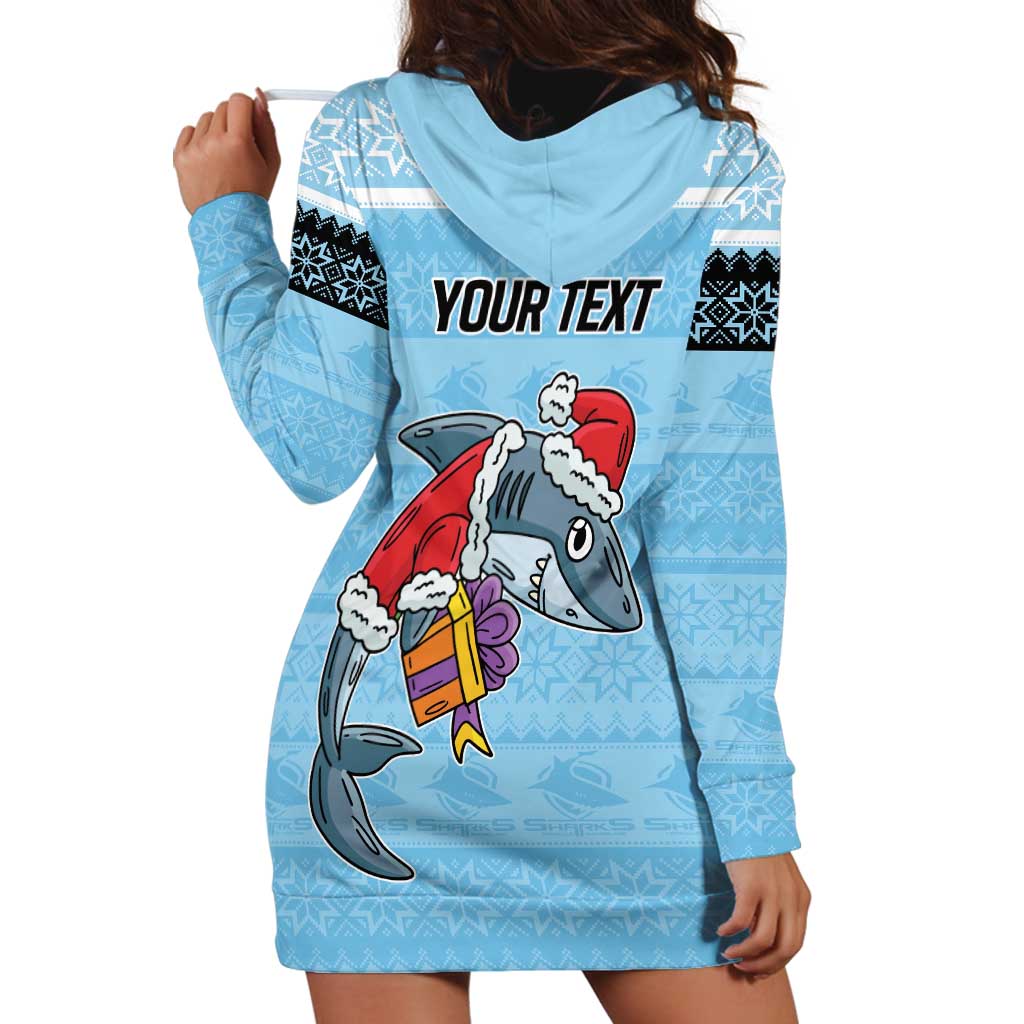 NRL Cronulla-Sutherland Christmas Personalised Hoodie Dress with Sharkies Santa