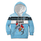 NRL Cronulla-Sutherland Christmas Personalised Kid Hoodie with Sharkies Santa