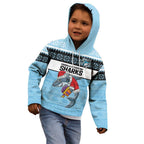 NRL Cronulla-Sutherland Christmas Personalised Kid Hoodie with Sharkies Santa