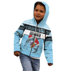 NRL Cronulla-Sutherland Christmas Personalised Kid Hoodie with Sharkies Santa