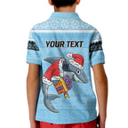 NRL Cronulla-Sutherland Christmas Personalised Kid Polo Shirt with Sharkies Santa