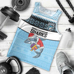NRL Cronulla-Sutherland Christmas Personalised Men Tank Top with Sharkies Santa