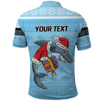 NRL Cronulla-Sutherland Christmas Personalised Polo Shirt with Sharkies Santa
