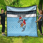 NRL Cronulla-Sutherland Christmas Personalised Quilt with Sharkies Santa