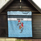 NRL Cronulla-Sutherland Christmas Personalised Quilt with Sharkies Santa