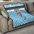 NRL Cronulla-Sutherland Christmas Personalised Quilt with Sharkies Santa