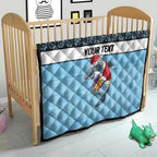 NRL Cronulla-Sutherland Christmas Personalised Quilt with Sharkies Santa