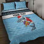 NRL Cronulla-Sutherland Christmas Personalised Quilt Bed Set with Sharkies Santa