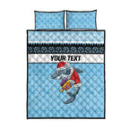 NRL Cronulla-Sutherland Christmas Personalised Quilt Bed Set with Sharkies Santa
