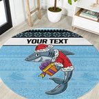 NRL Cronulla-Sutherland Christmas Personalised Round Carpet with Sharkies Santa