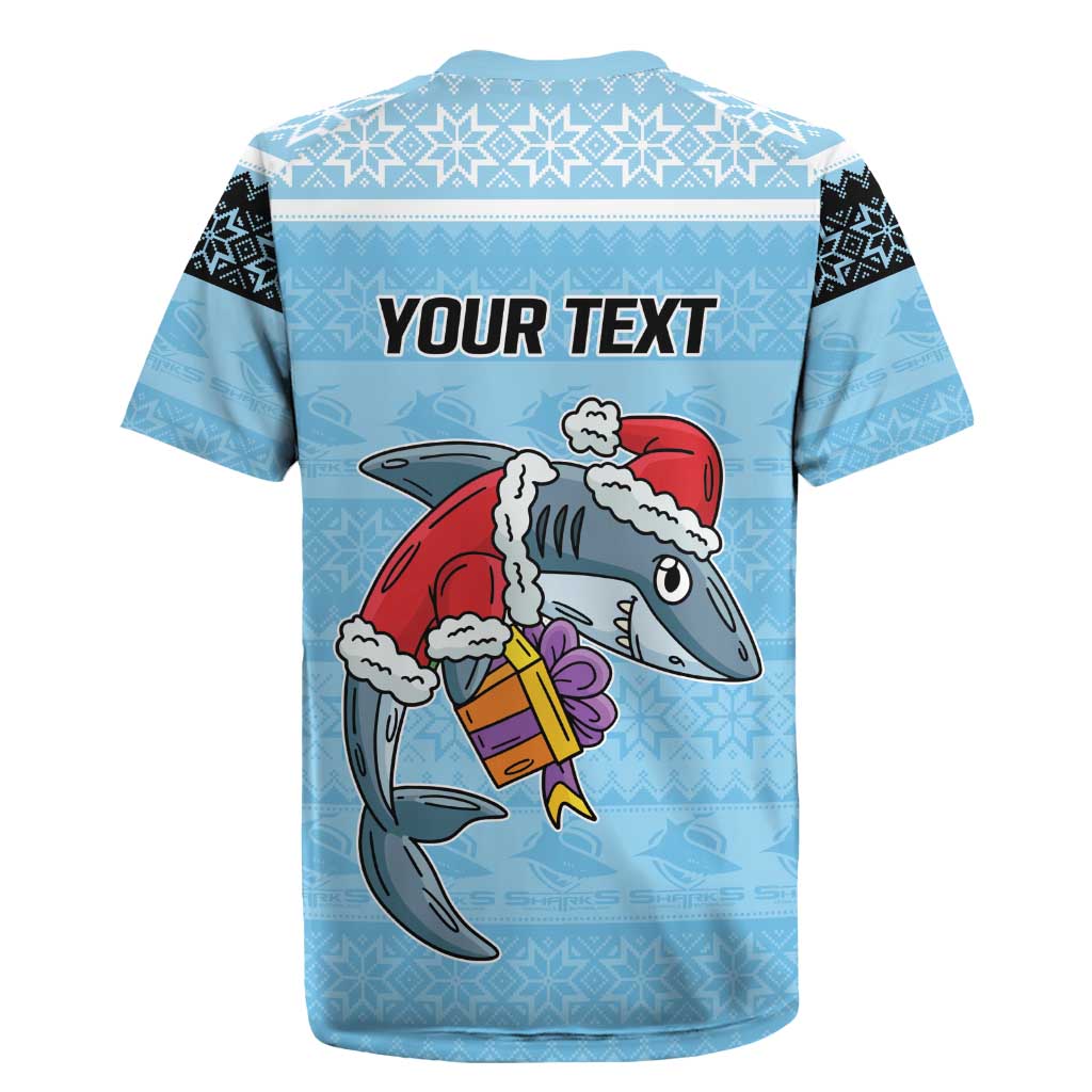 NRL Cronulla-Sutherland Christmas Personalised Rugby Jersey with Sharkies Santa