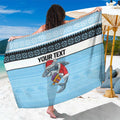 NRL Cronulla-Sutherland Christmas Personalised Sarong with Sharkies Santa