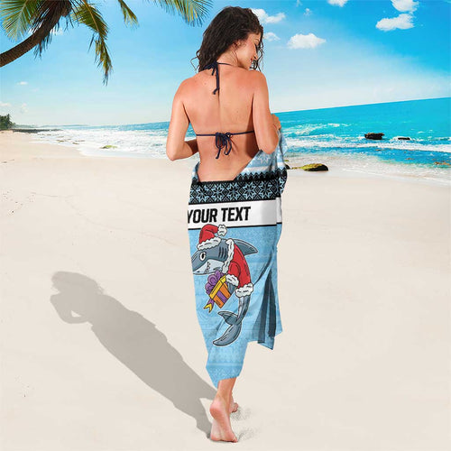 NRL Cronulla-Sutherland Christmas Personalised Sarong with Sharkies Santa