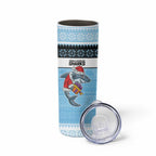 NRL Cronulla-Sutherland Christmas Personalised Skinny Tumbler with Sharkies Santa