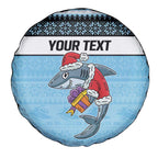 NRL Cronulla-Sutherland Christmas Personalised Spare Tire Cover with Sharkies Santa