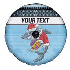 NRL Cronulla-Sutherland Christmas Personalised Spare Tire Cover with Sharkies Santa