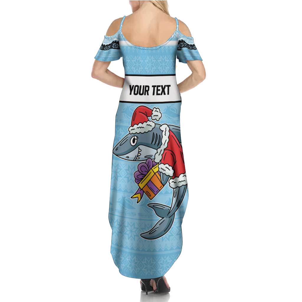 NRL Cronulla-Sutherland Christmas Personalised Summer Maxi Dress with Sharkies Santa