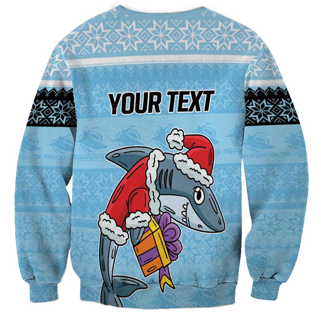 NRL Cronulla-Sutherland Christmas Personalised Sweatshirt with Sharkies Santa