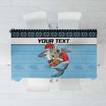 NRL Cronulla-Sutherland Christmas Personalised Tablecloth with Sharkies Santa