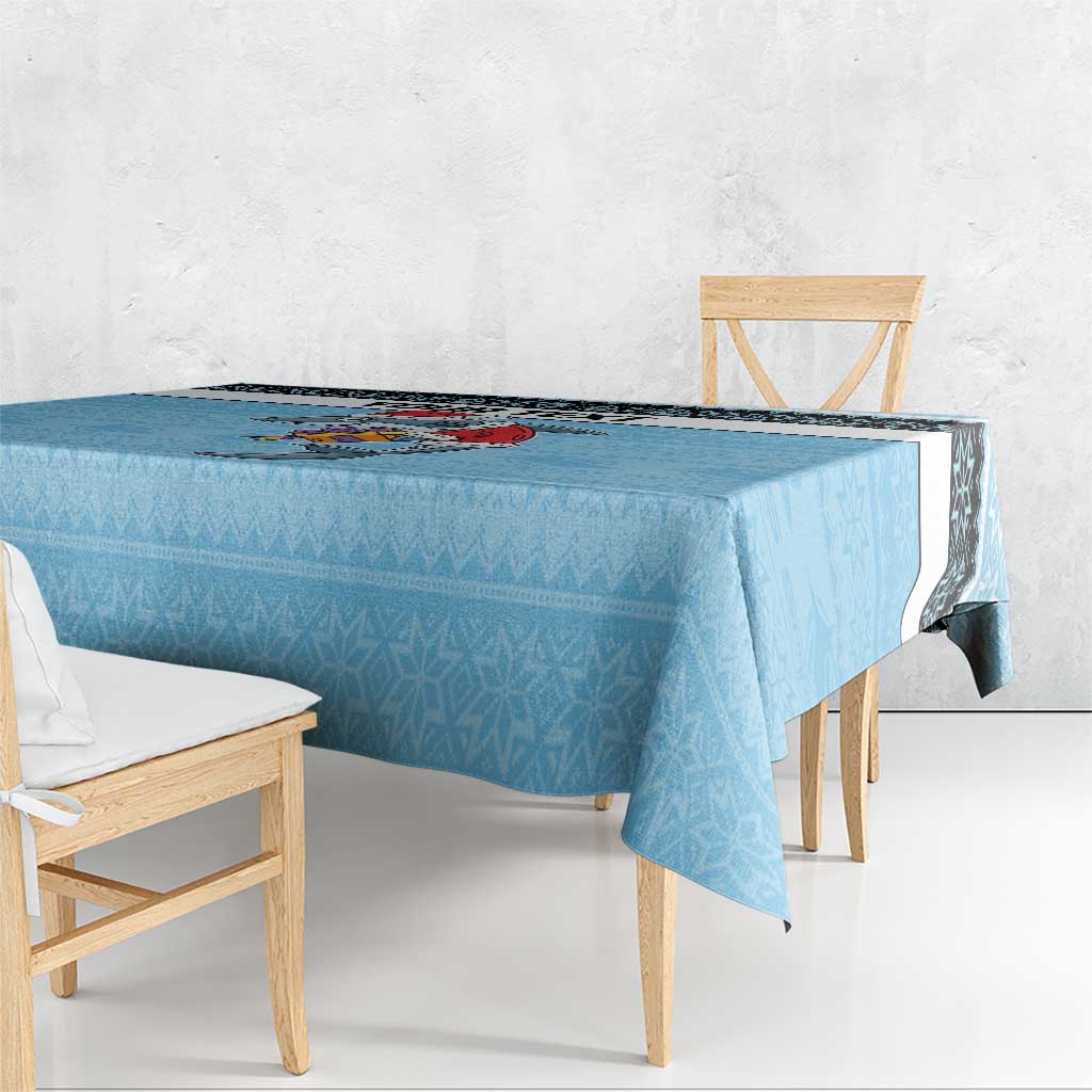 NRL Cronulla-Sutherland Christmas Personalised Tablecloth with Sharkies Santa
