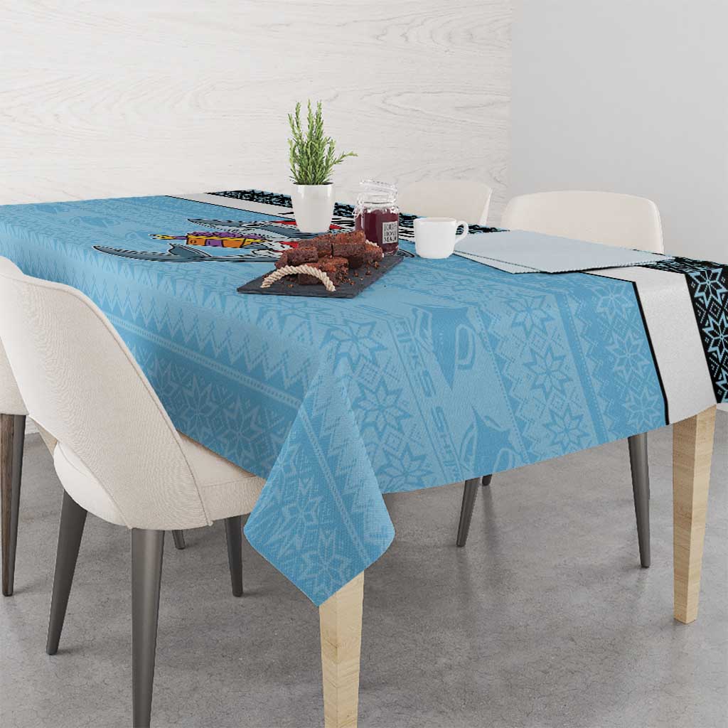 NRL Cronulla-Sutherland Christmas Personalised Tablecloth with Sharkies Santa