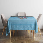 NRL Cronulla-Sutherland Christmas Personalised Tablecloth with Sharkies Santa