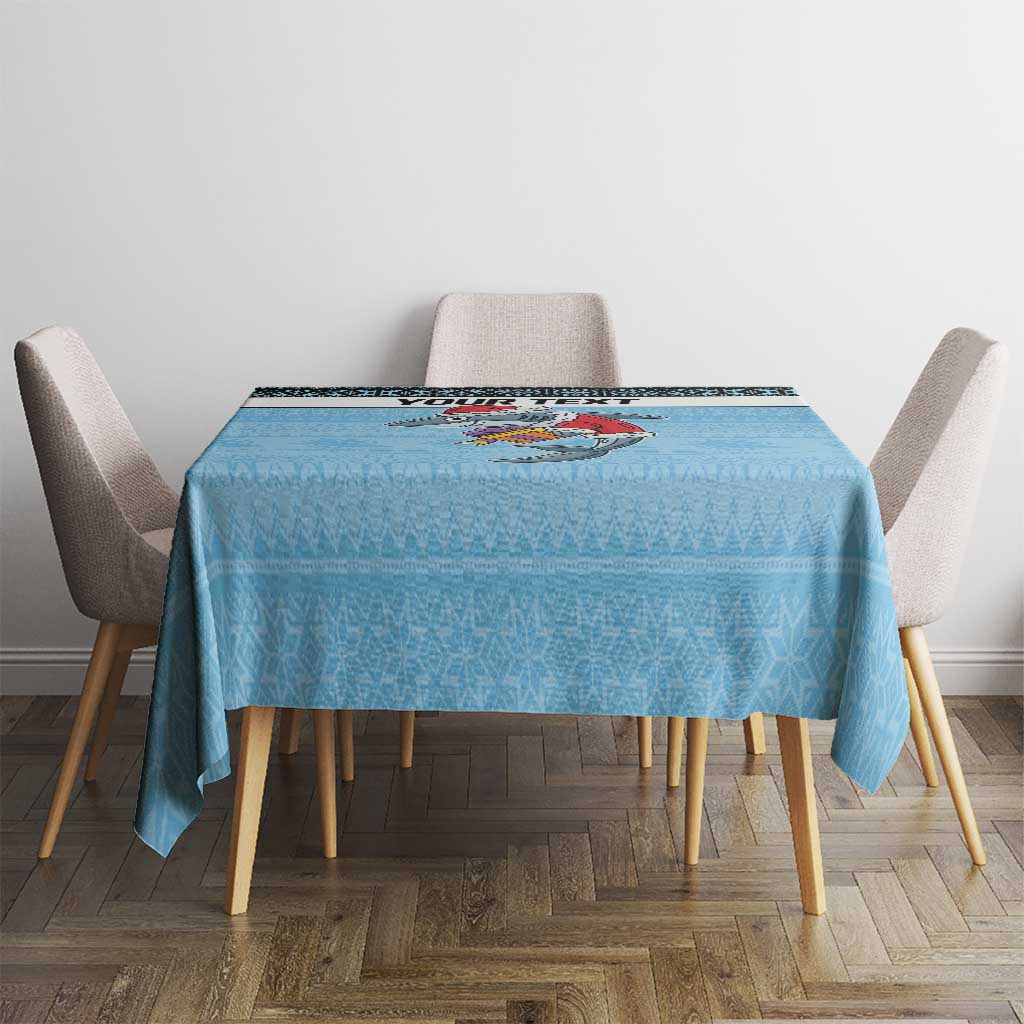 NRL Cronulla-Sutherland Christmas Personalised Tablecloth with Sharkies Santa