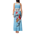 NRL Cronulla-Sutherland Christmas Personalised Tank Maxi Dress with Sharkies Santa