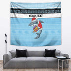 NRL Cronulla-Sutherland Christmas Personalised Tapestry with Sharkies Santa