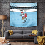 NRL Cronulla-Sutherland Christmas Personalised Tapestry with Sharkies Santa
