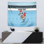 NRL Cronulla-Sutherland Christmas Personalised Tapestry with Sharkies Santa