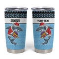 NRL Cronulla-Sutherland Christmas Personalised Tumbler Cup with Sharkies Santa
