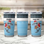 NRL Cronulla-Sutherland Christmas Personalised Tumbler Cup with Sharkies Santa
