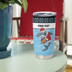 NRL Cronulla-Sutherland Christmas Personalised Tumbler Cup with Sharkies Santa