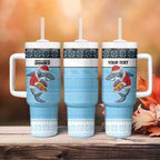 NRL Cronulla-Sutherland Christmas Personalised Tumbler With Handle with Sharkies Santa