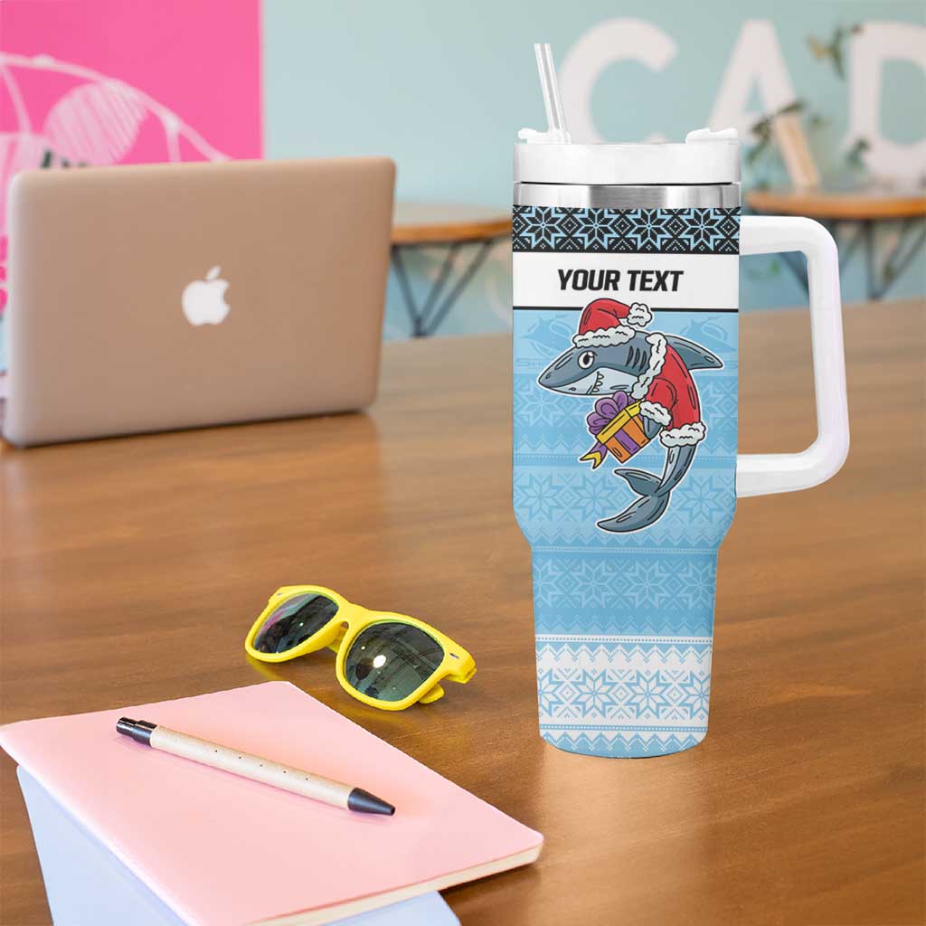 NRL Cronulla-Sutherland Christmas Personalised Tumbler With Handle with Sharkies Santa